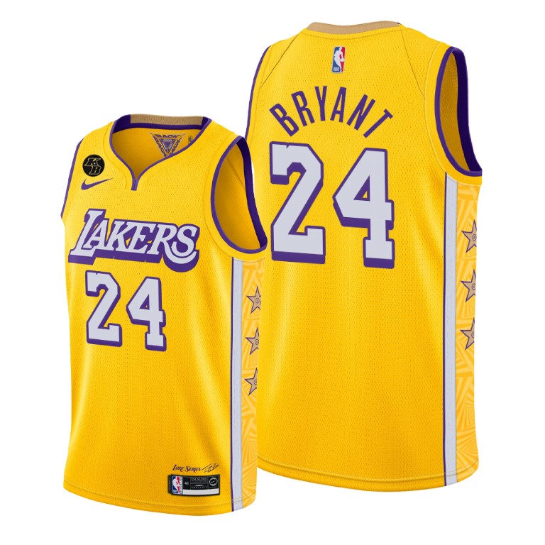 Men's Los Angeles Lakers Kobe Bryant #24 NBA Mamba Forever Yellow Limited City Edition Gold Basketball Jersey LXC3283TW